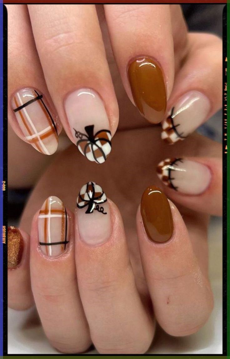 Fall Gel Nails Nail Designs Nail Art Gel Nails Thanksgiving Nails Pumpkin Nails