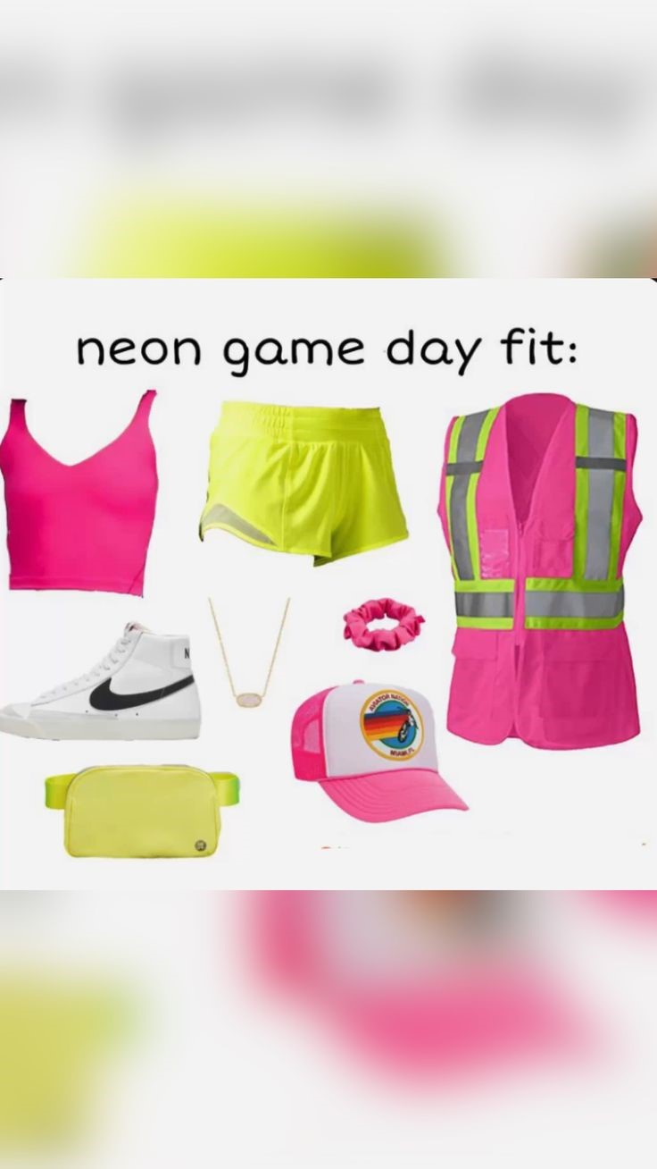 Football Game Outfit Highschool Neon Outfits Spirit Week Gaming Clothes Spirit Week Outfits Homecoming Game Outfit