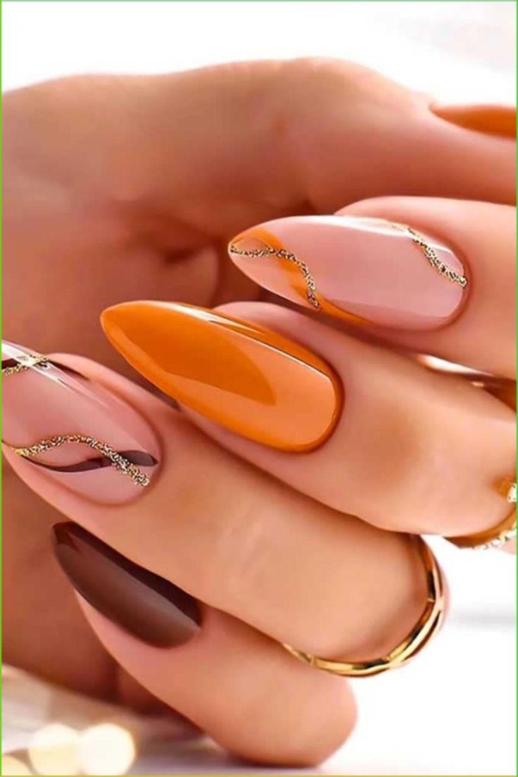 Orange Acrylic Nails Gel Nails Stylish Nails Nails False Nails Orange Nails