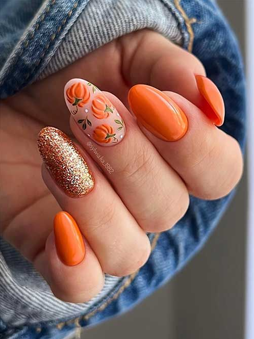 Outstanding Fall Pumpkin Nails To Try In 2024 Fall Nail Art Fall Nail Designs Fall Nail Art Designs Pumpkin Nails Thanksgiving Nails Cute Nails For Fall