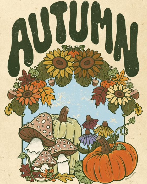 Retro Style Art Autumn Illustration Phone Backgrouns Patterns Illustrators Window Art Comfort Colors