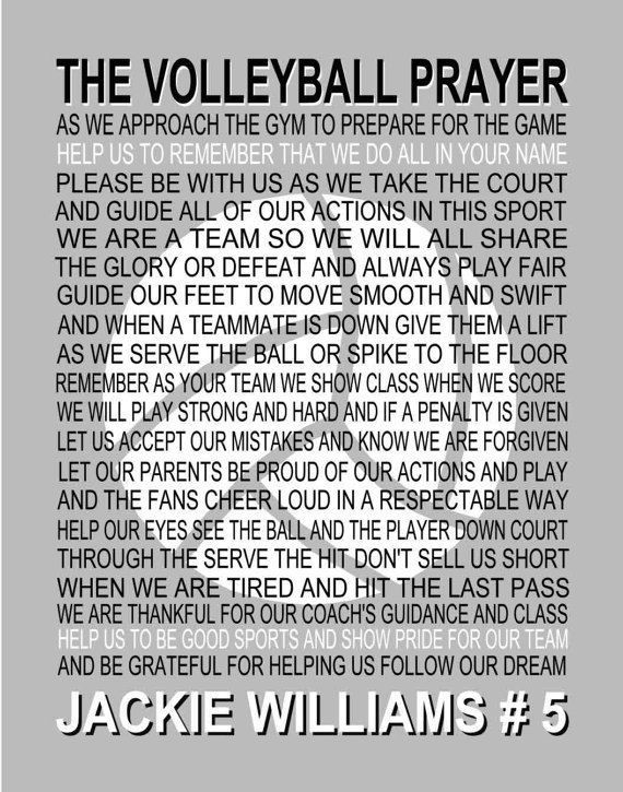 The Volleyball Prayer Personalized With Volleyball, Senior Night, Sports Banquet, Volleyball Print, Volleyball Poster Prayer