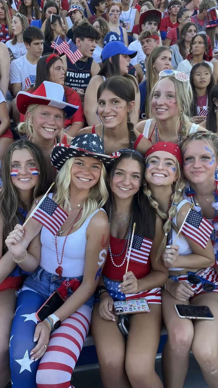 Usa Night Red White & Blue Cute Pictures Girl Poses Fnl Usa Night🇺🇸 Fnl High School Football Game Student Section Outfit Inspiration