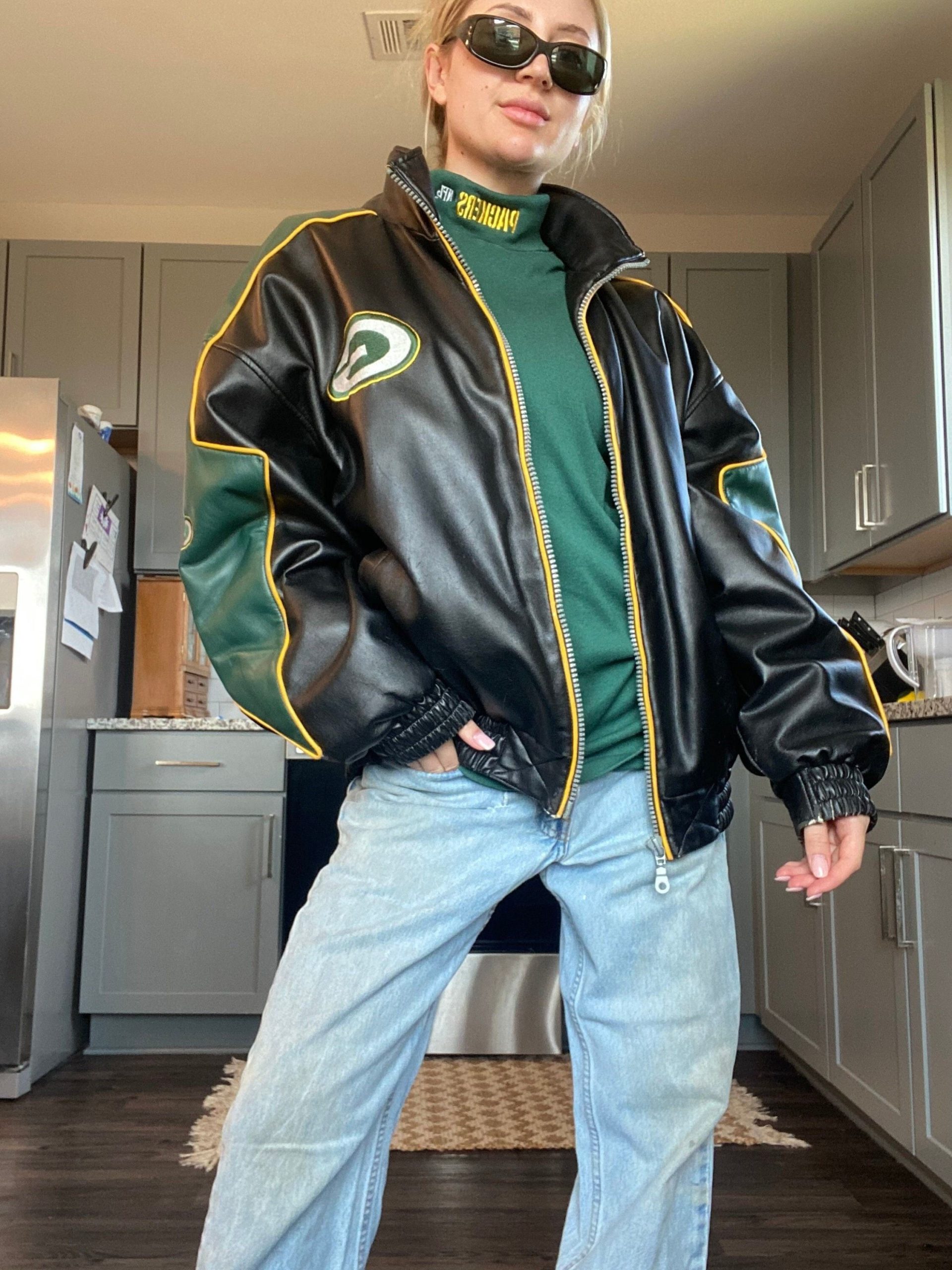 Vintage Green Bay Packers Turtleneck Green Bay Packers Jacket Green Bay Packers Clothing Gaming Clothes Football Game Outfit Trendy Streetwear Packers Clothing