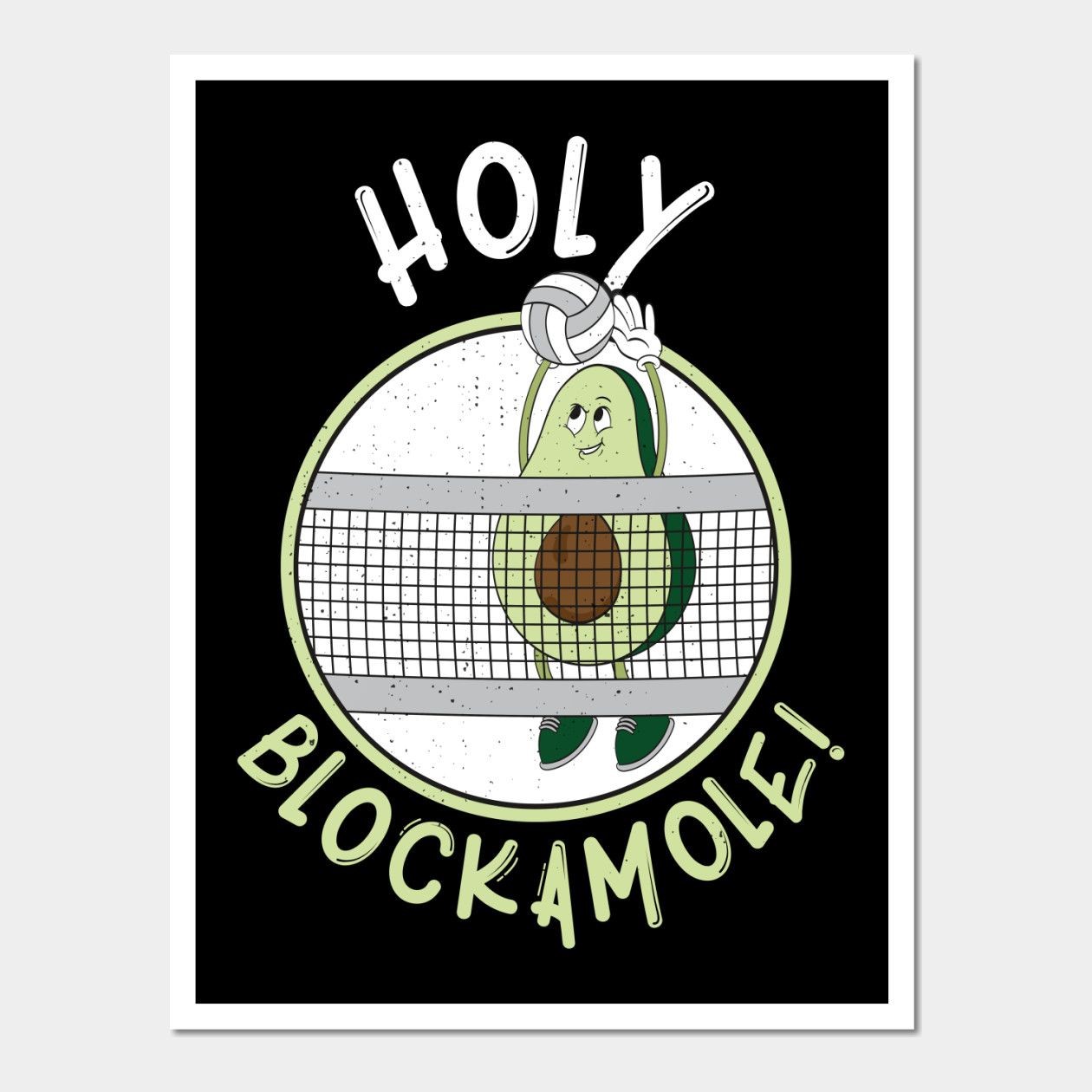 Volleyball Avocado Guacamole Block Volleyball Player Wall And Art Print