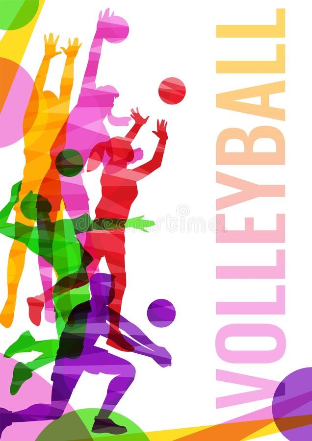 Volleyball Competition Banner Template With Players Vector Illustration Isolated