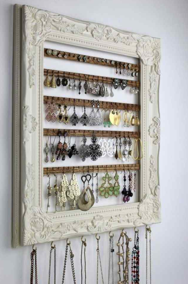 Add A Vintage Framed Jewellery Organiser With Wood Trim To The Nook