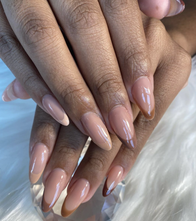 Almond Shape And Nude French Nails