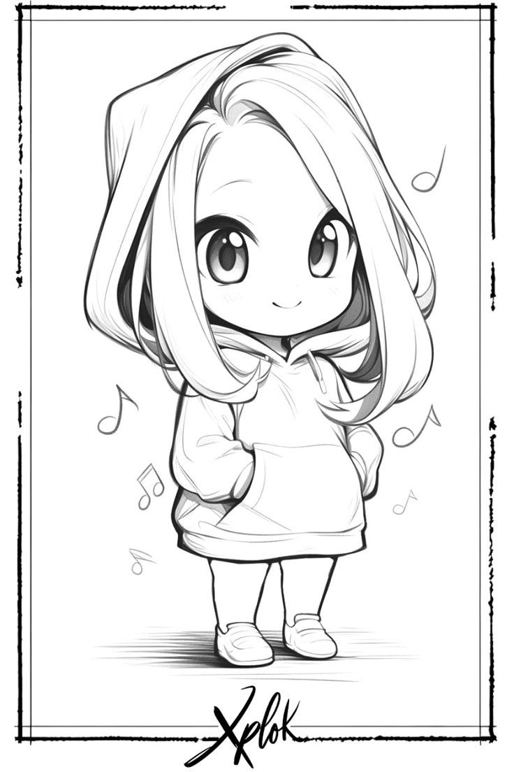 Chica Con Capucha Chica Aesthetic Dibujo Bonito Para Imprimir Y Colorear Kawaii Drawings Chibi Drawings Chibi Coloring Pages Cute Drawings Anime Drawings Drawing Base