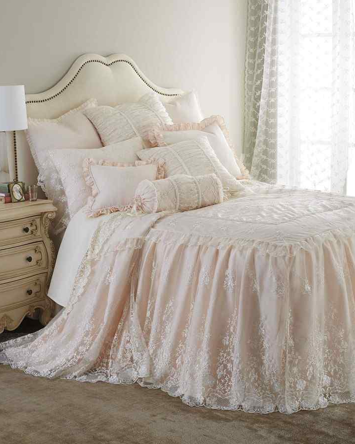 Cinderella Bedroom With Frill Bedspread Brings A Sophisticated Vintage Feel