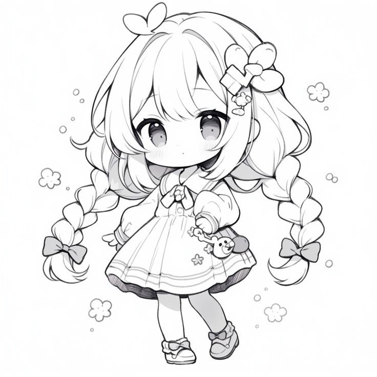 Dibujo Bonito De Nina Con Trenzas Chibi Coloring Pages Cute Coloring Pages Cartoon Coloring Pages Kawaai Drawings Coloring Book Art Anime Drawing Books