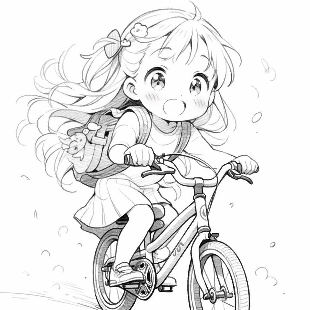 Dibujo De Chica En Bicicleta Para Colorear Dibujo Bonito De Una Niña En Bicicleta Para Pintar O Colorear Chibi Coloring Pages Chibi Drawings Cartoon Coloring Pages Coloring Book Art Nar