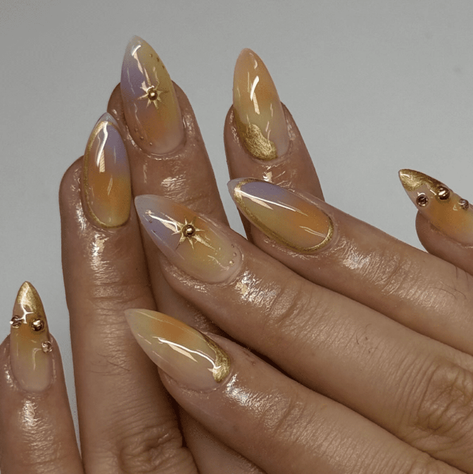 Gold Chrome Almond Medium Tips