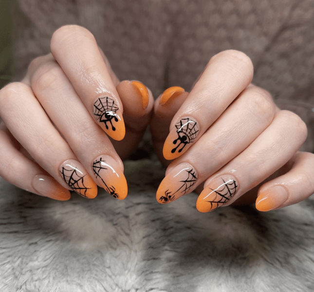 Halloween Spider Web Nail Art