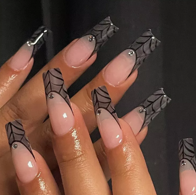 Spider Web French Tips