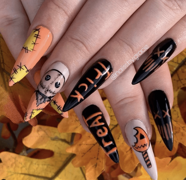 Spooky Halloween Nails With Trick Or Treat Theme