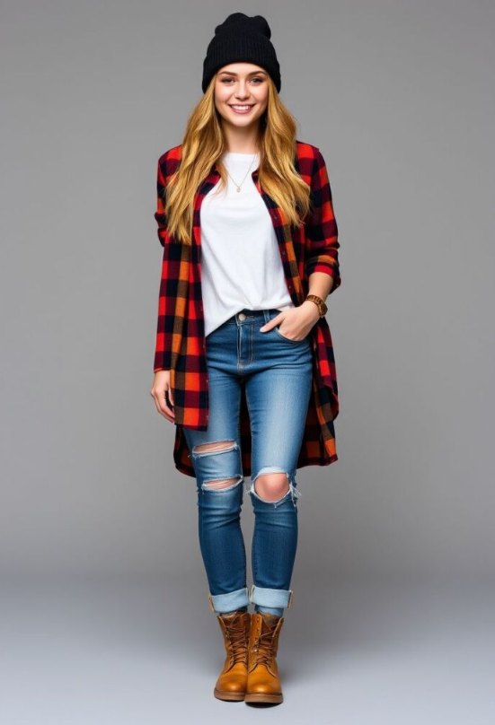 The Classic Flannel And Denim Combo