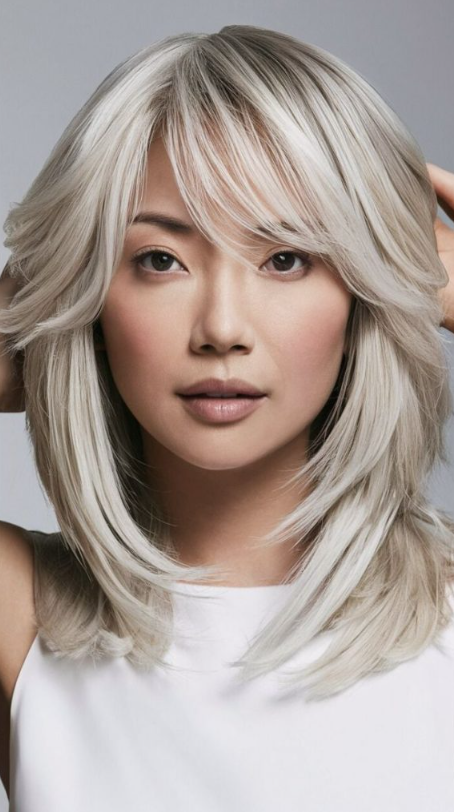 The Sleek Silver Blonde With Layers