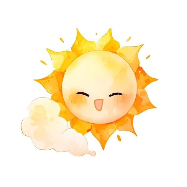 Vetor De Aquarela Sorrindo Bonito Sol Cute Drawings Cute  Sun Drawing Cute Coon Wallpapers Coon Sun Colorful