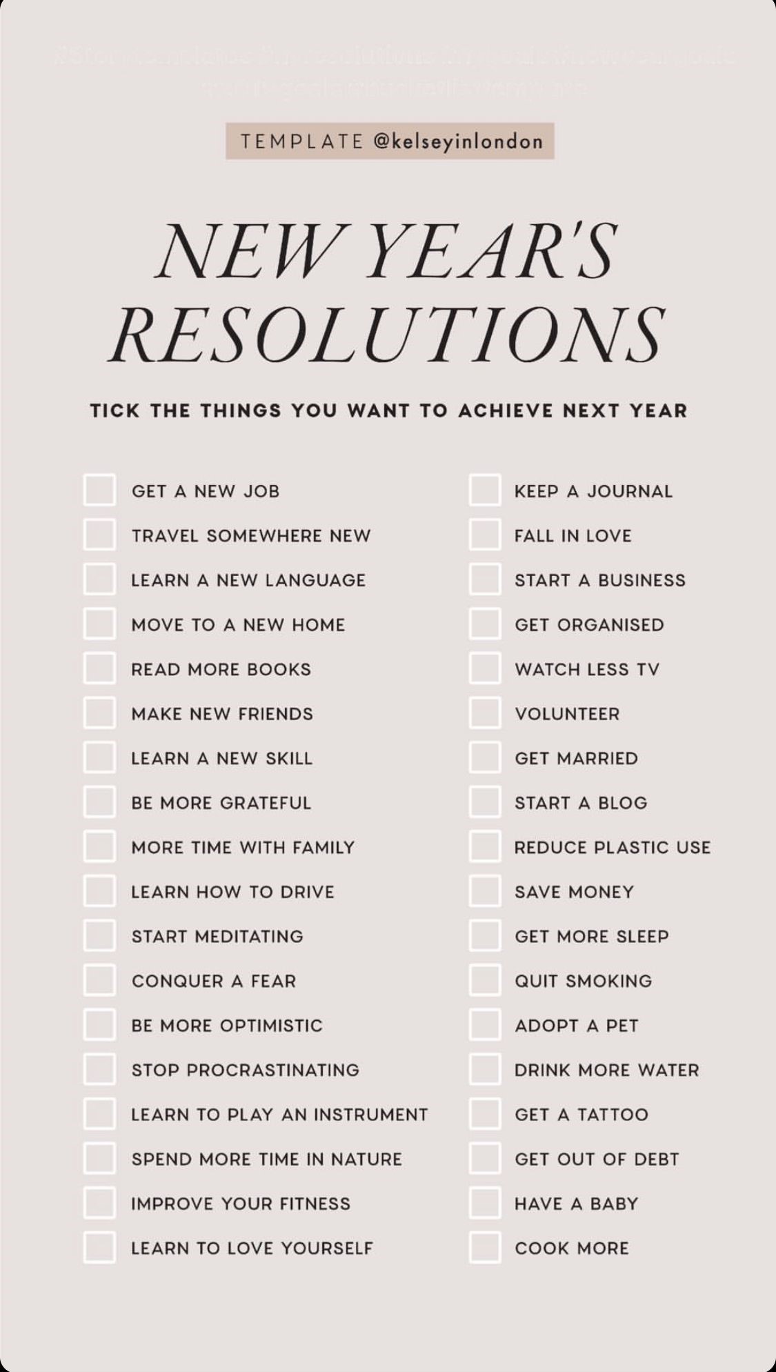 Amazing New Years Resolution List Gallery