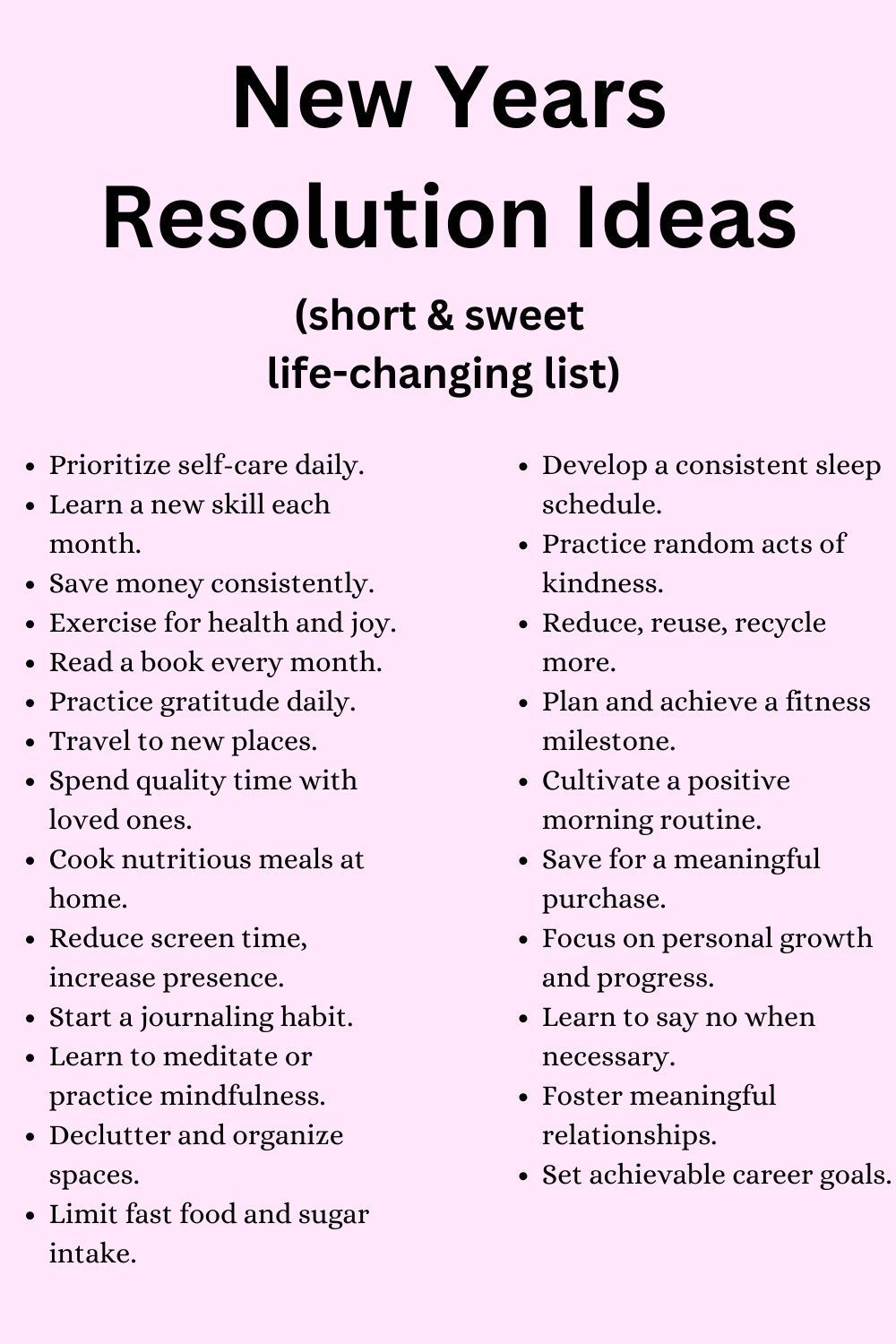 Best New Years Resolution List Inspiration